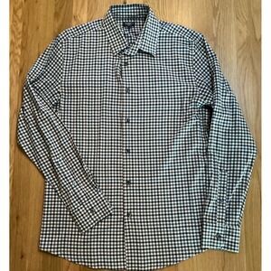 Faherty Reserve Shirt M Brown Blue Gingham Lyocell Stretch Hidden Button‎ Down